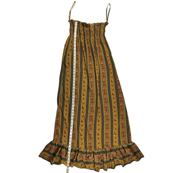 What Goes Around Comes Around 100% Silk Maxi Dress XS Boho Smocked Strapless EUC - Picture 4 of 9